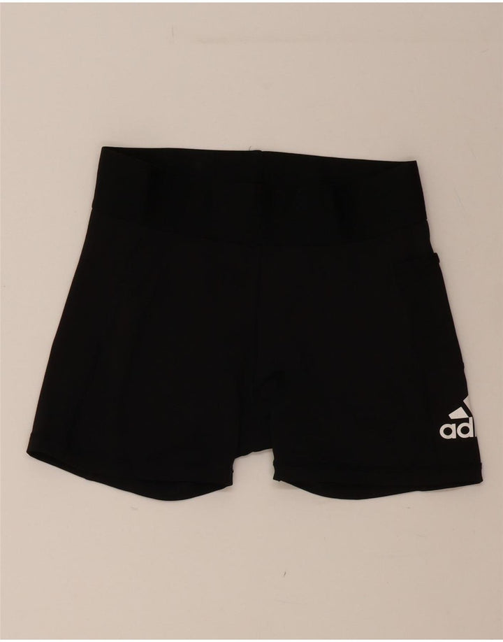 ADIDAS Womens Graphic Sport Shorts UK 10 Small  Black Polyester Vintage Adidas and Second-Hand Adidas from Messina Hembry 