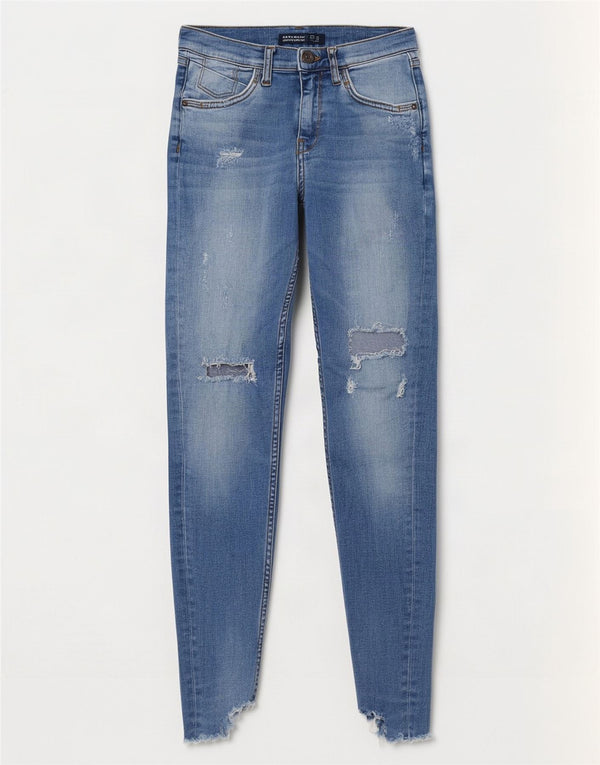 Zara Damen Distressed Skinny Jeans EU 34 2XS W24 L26 Blau