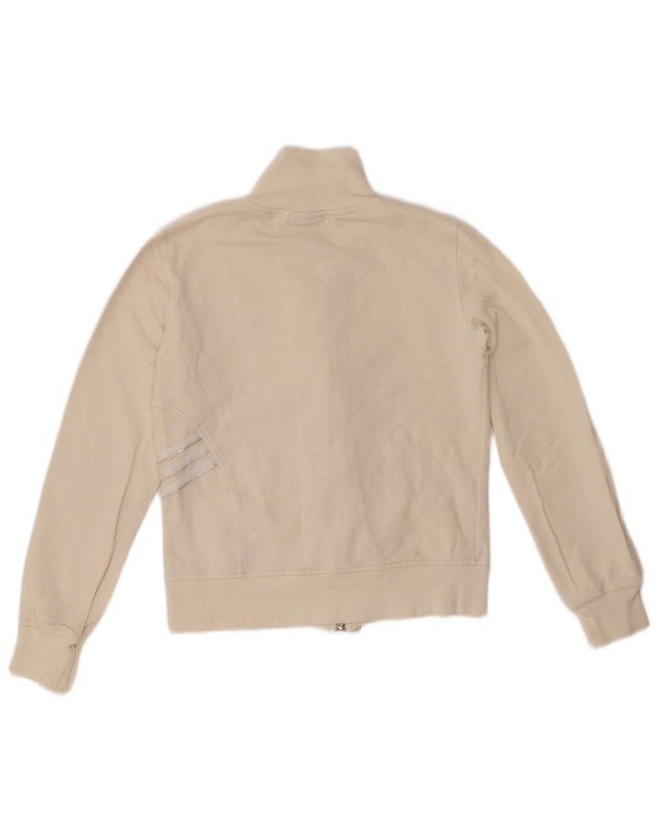 ADIDAS Damen Crop Trainingsanzug Top Jacke UK 10 Small Weiße Baumwolle