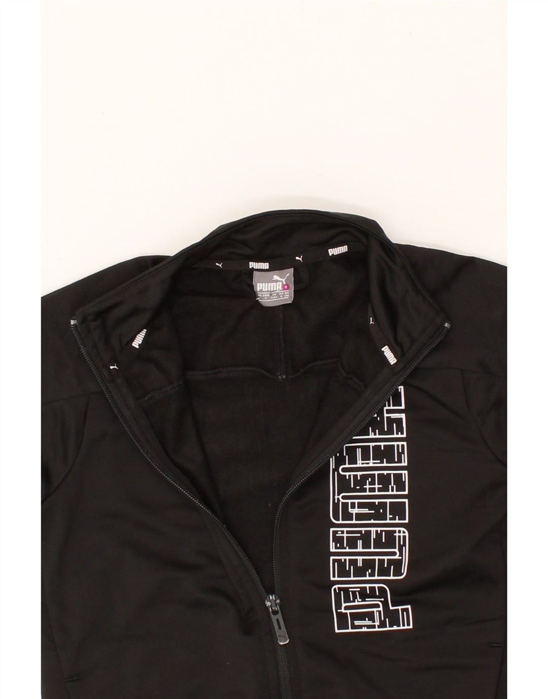 PUMA Boys Graphic Tracksuit Top Jacket 7-8 Years Small  Black Polyester Vintage Puma and Second-Hand Puma from Messina Hembry 