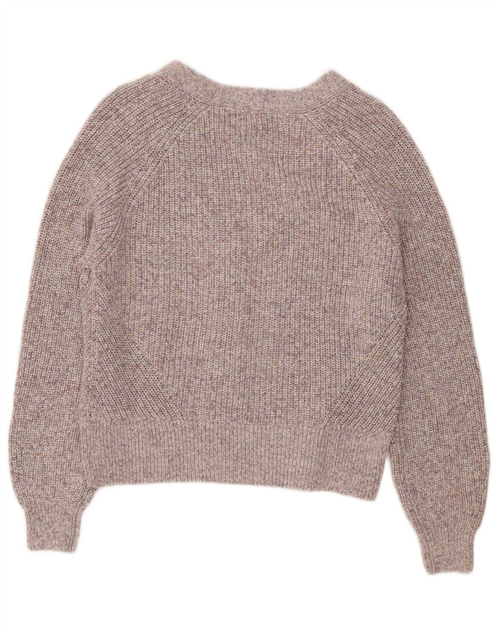 MARKS & SPENCER Damen-Cardigan-Pullover UK 14 Mittelgrau gefleckte Baumwolle