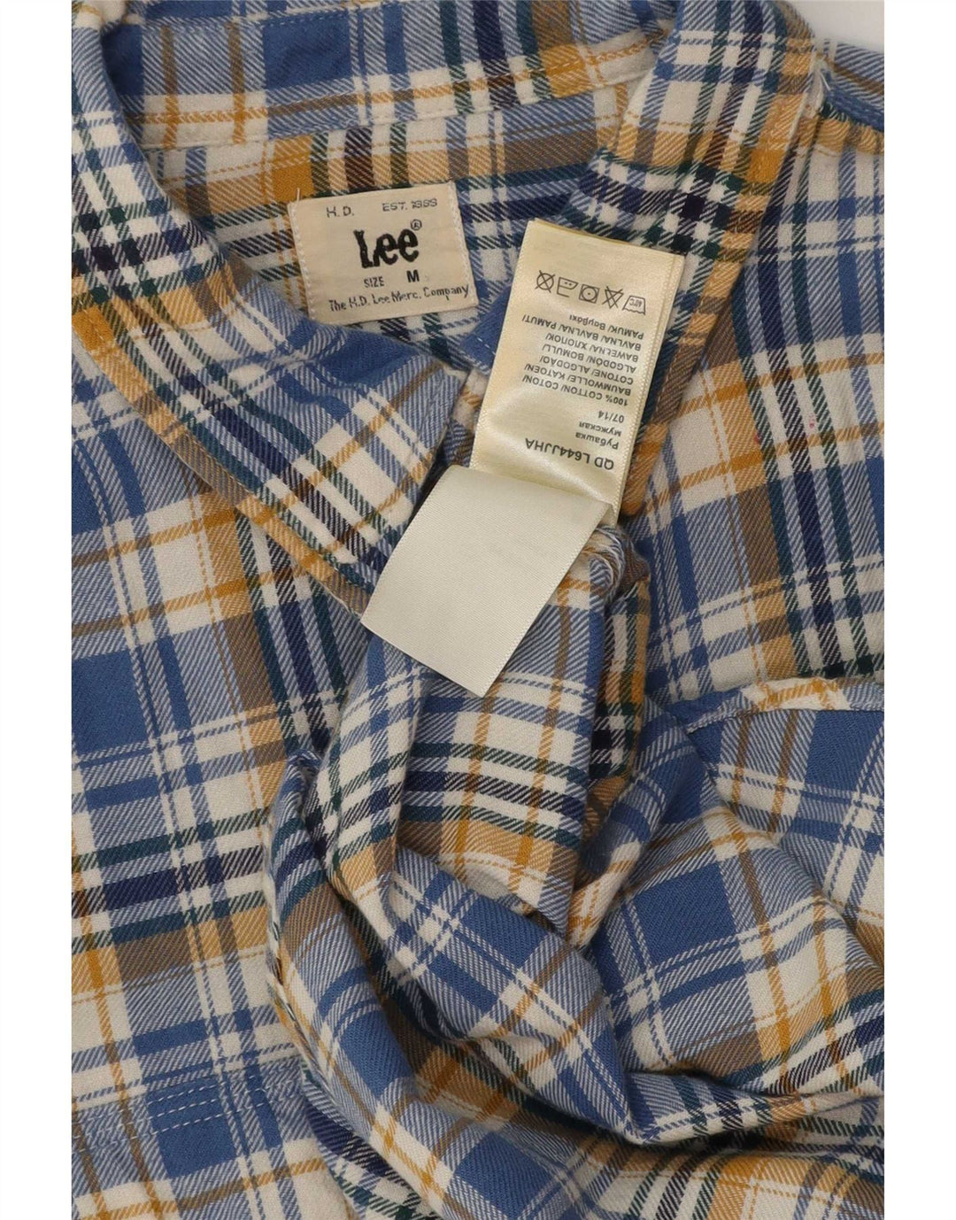 Lee Herren-Flanellhemd aus mittelblau karierter Baumwolle