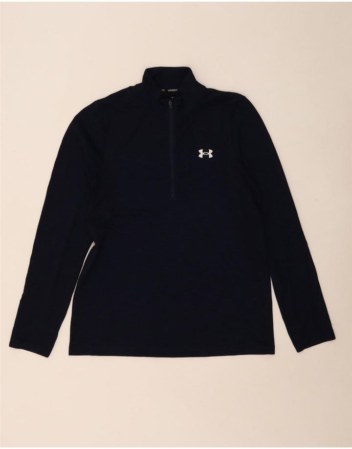 UNDER ARMOUR Herren-Oberteil mit Reißverschluss, langärmlig, mittelmarineblaues Polyester