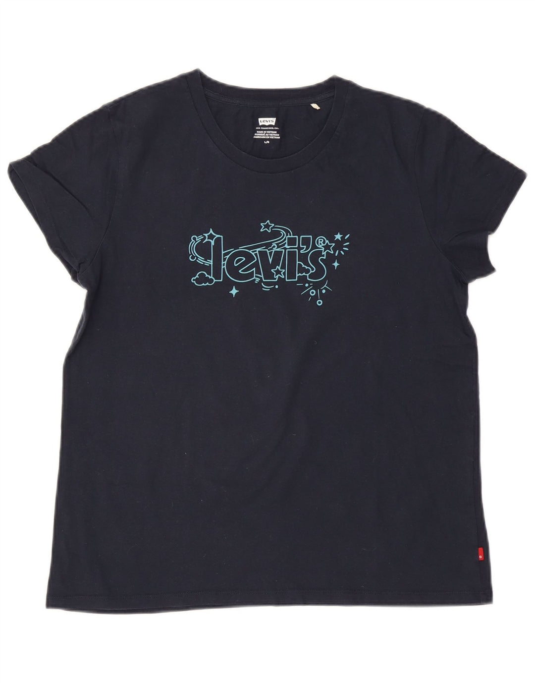 Levi's Damen Grafik-T-Shirt-Oberteil UK 14 Large Marineblau