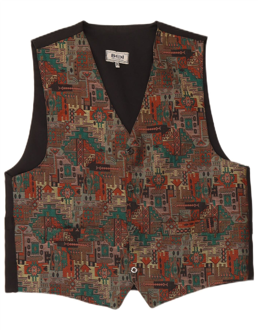 Vintage Herren Weste XL Schwarz Geometrisch
