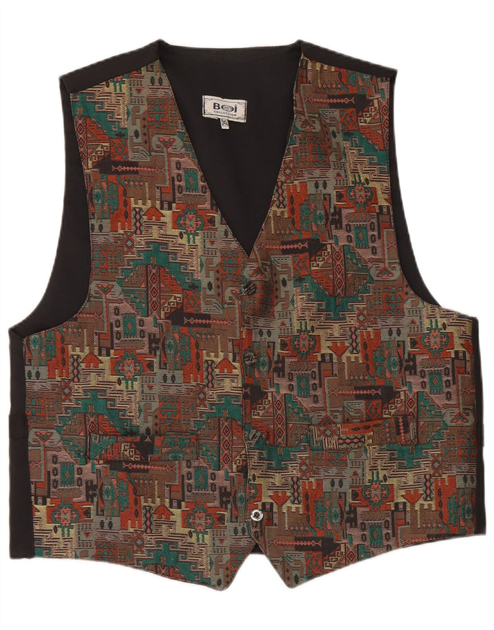 Vintage Herren Weste XL Schwarz Geometrisch