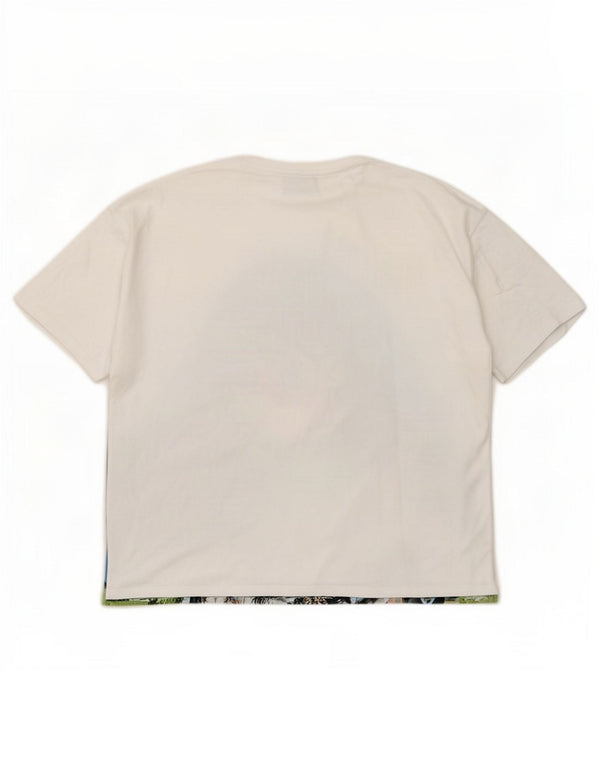 Zara Damen Mulan Graphic T-Shirt Top UK 16 Large Weiße Baumwolle