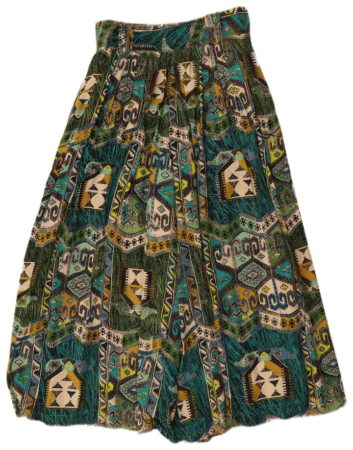 VINTAGE Damen Haremshose W28 L22 Grüne geometrische Viskose