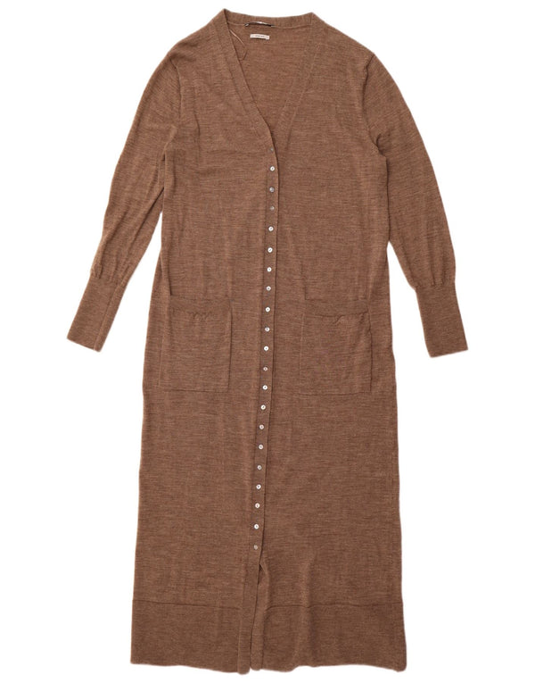 Zara Damen Longline-Cardigan-Pullover UK 14 Große braune Wolle