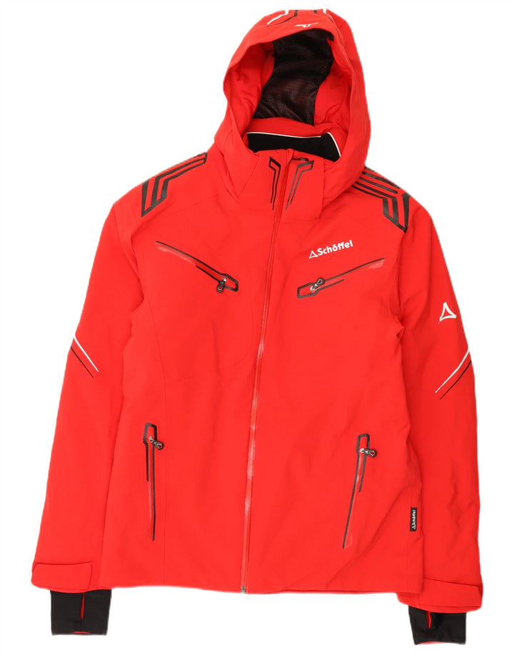 Schöffel Mens Graphic Hooded Ski Jacket UK 36 Small Red Colourblock