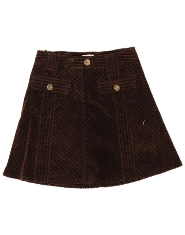 Max & Co. Damen Minirock UK 6 XS W28 Braune Chevron-Baumwolle