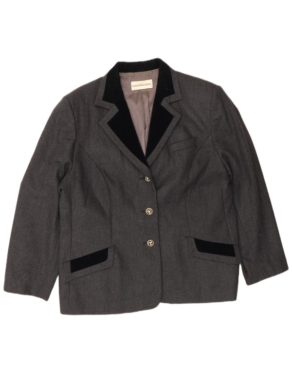 Roccobarocco Damen 3-Knopf-Blazerjacke UK 18 XL Graue Colourblock-Wolle