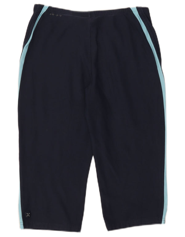Nike Damen Dri Fit Sport Shorts UK 10/12 Medium Marineblau Farbblock