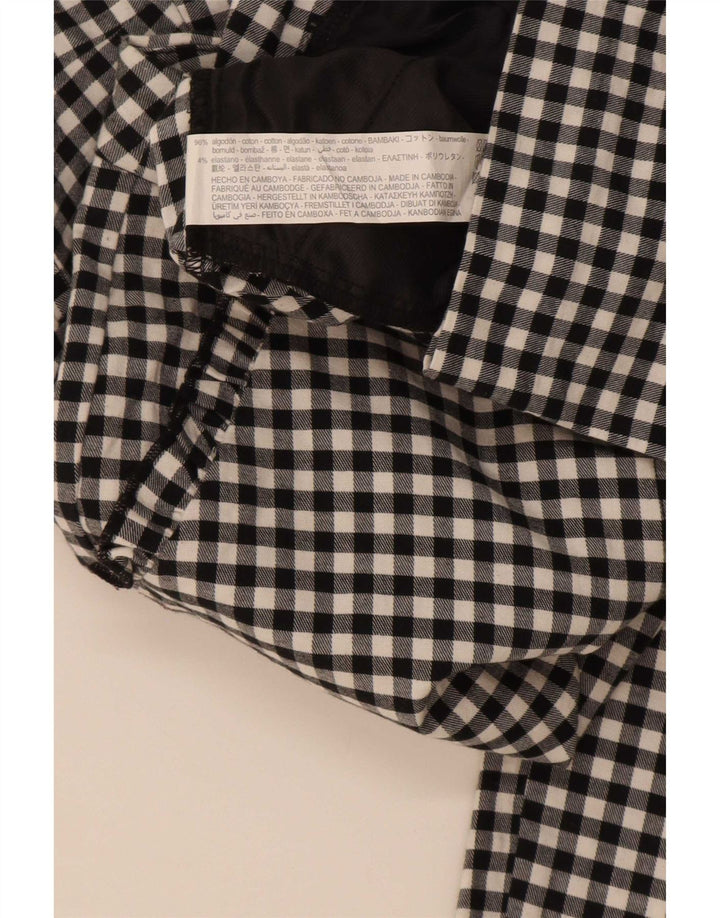 Schmale, kurze Hose von Zara für Damen, mittelgroß, W28, L26, schwarze Gingham-Baumwolle