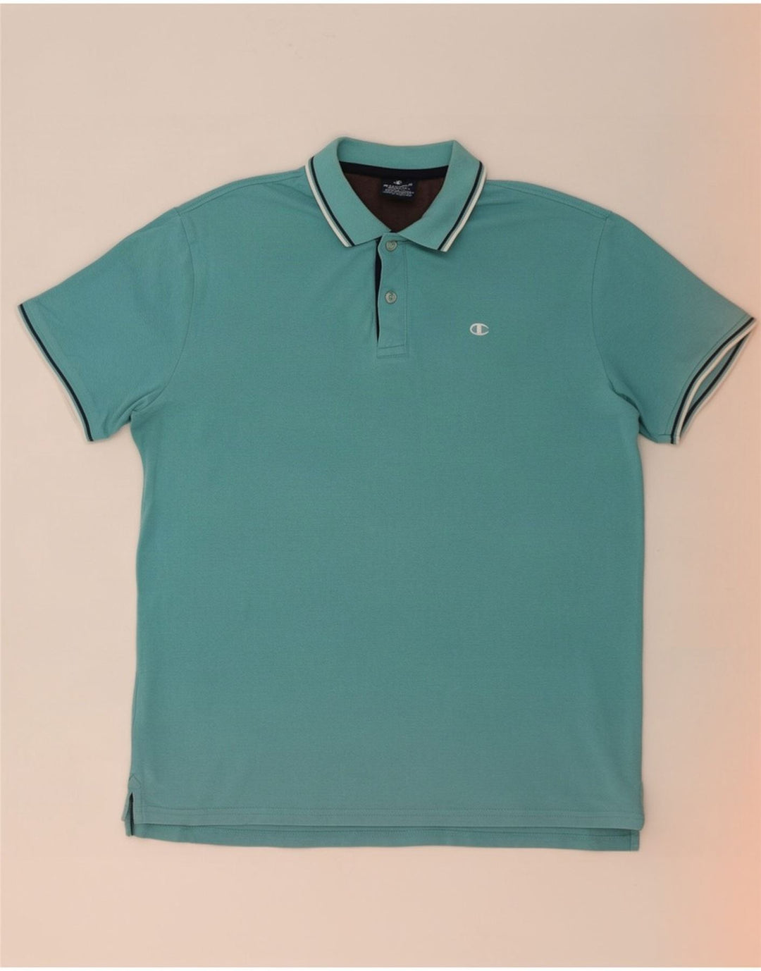 Champion Herren-Poloshirt aus mittelblauer, gestreifter Baumwolle