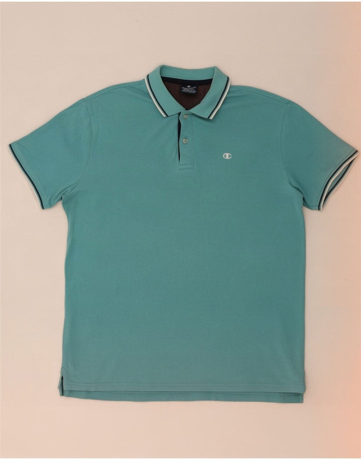 Champion Herren-Poloshirt aus mittelblauer, gestreifter Baumwolle