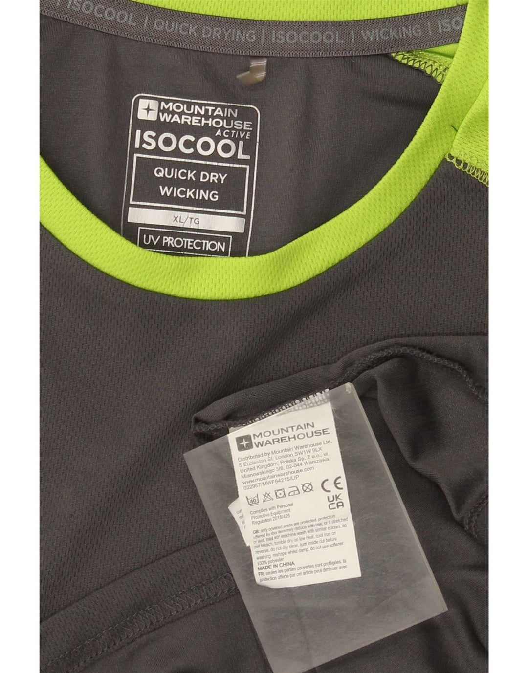Mountain Warehouse Herren-T-Shirt-Oberteil XL Graues Colourblock-Polyester