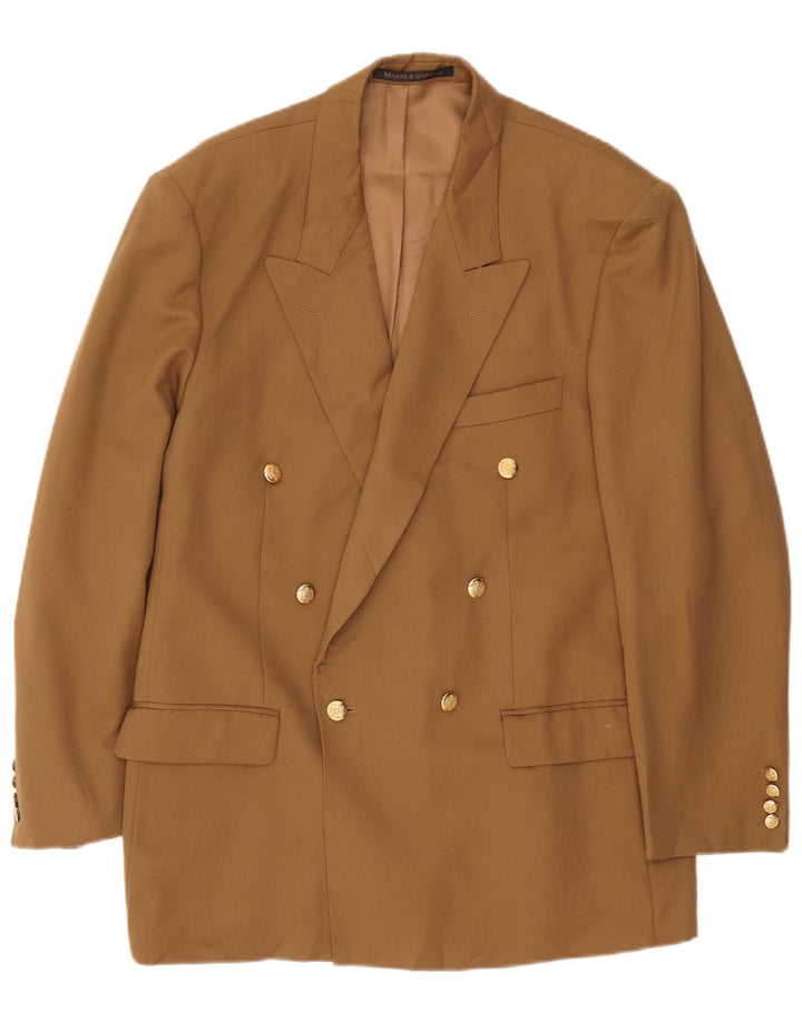 Marks & Spencer Herren Zweireihiger Blazer Jacke UK 42 Große Beige Wolle