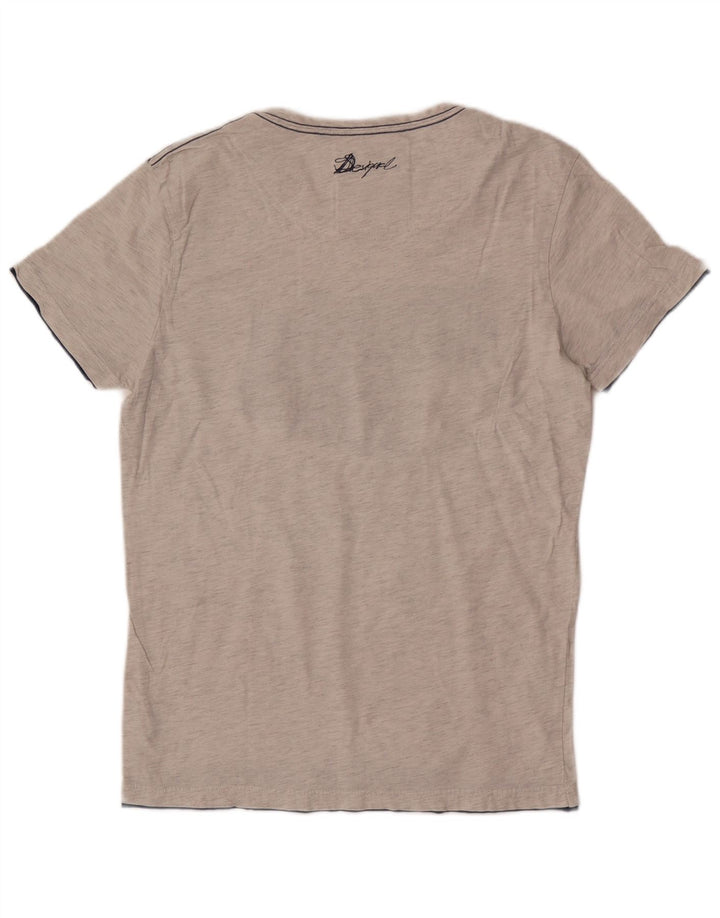 Desigual Herren Grafik-T-Shirt-Oberteil, große graue Baumwolle