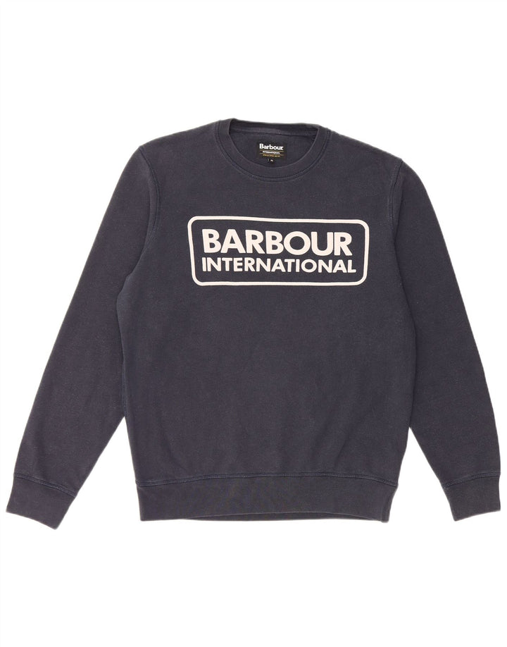 BARBOUR Herren-Sweatshirt mit Grafik, mittlere marineblaue Baumwolle