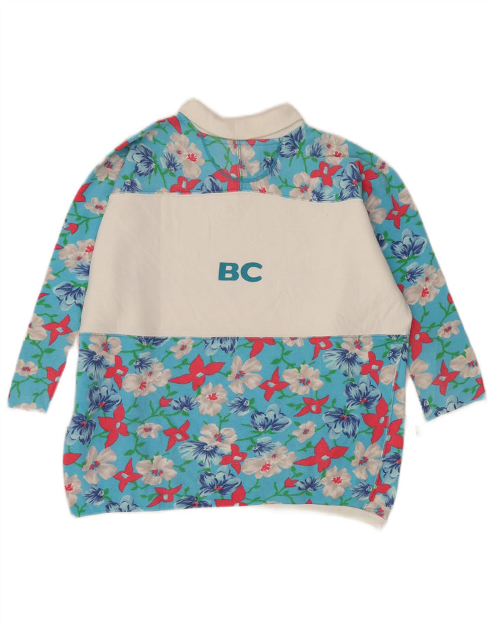 Best Company Damen-Oberteil mit 1/2-Ärmeln in Übergröße, UK-Größe 44, Mittelblau mit Blumenmuster