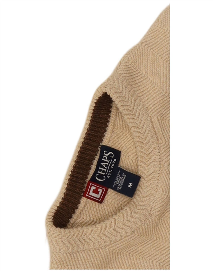 Chaps Herren-Pullover mit Rundhalsausschnitt, mittelbeigefarbene Chevron-Baumwolle