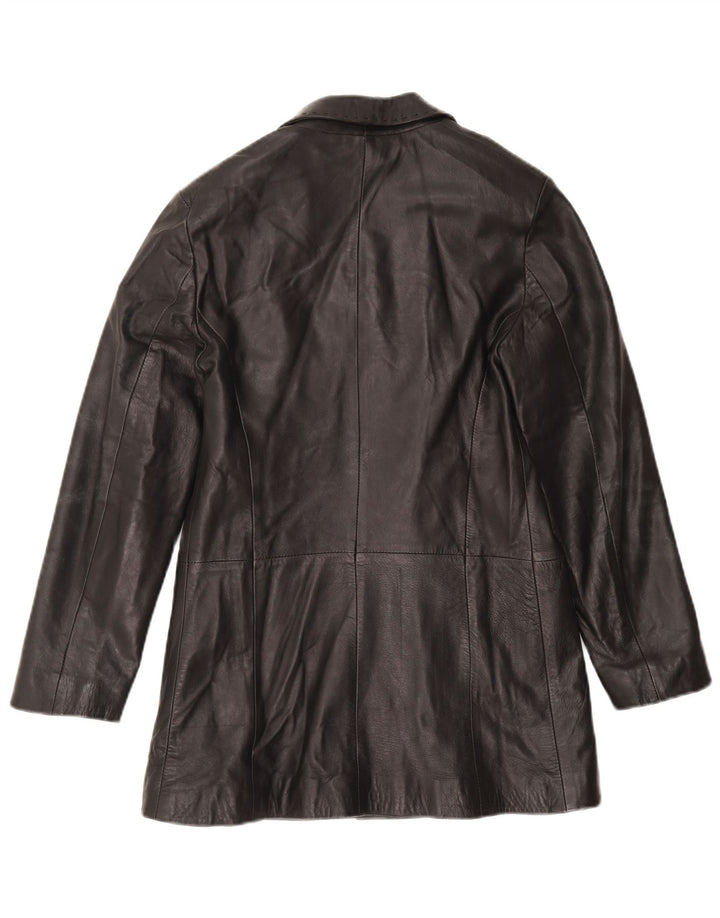 Mira Furs Damen Ledermantel IT 42 Mittelschwarzes Leder
