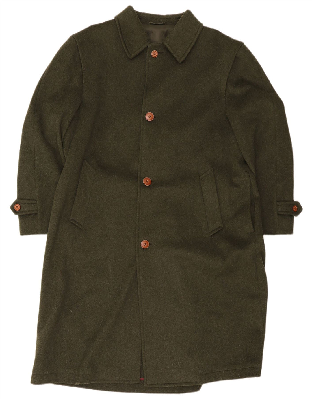 Loden Herren Loose Fit Mantel EU 48 Mittelgrüne Wolle