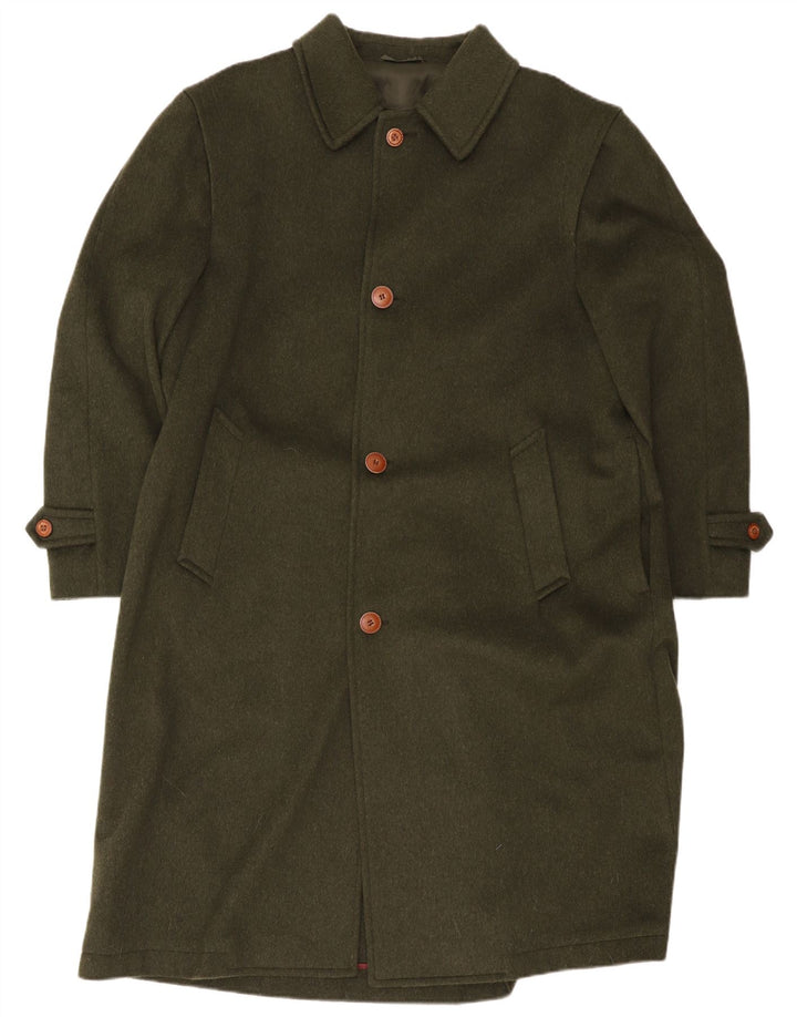 Loden Herren Loose Fit Mantel EU 48 Mittelgrüne Wolle
