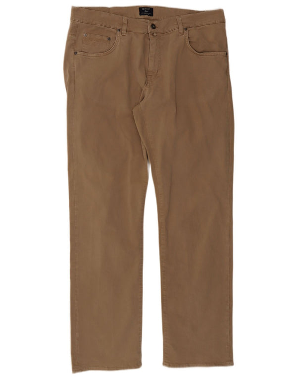 Gant Mens Jason Straight Regular Fit Casual Trousers W36 L32 Beige