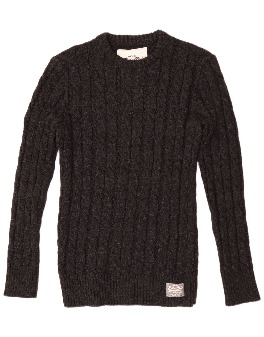 Superdry Herren-Pullover mit Rundhalsausschnitt, XL, graues Acryl