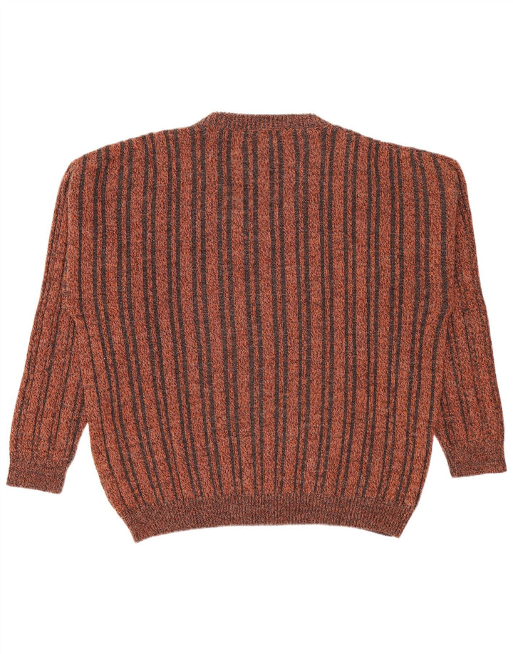 Vintage Herren Pullover mit V-Ausschnitt, klein, braun gestreift