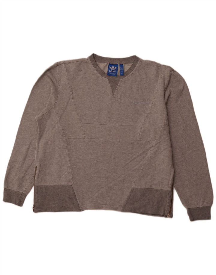 ADIDAS Damen Übergroßer Sweatshirt-Pullover UK 18 XL Graue Baumwolle