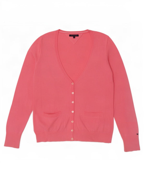 Tommy Hilfiger Damen-Cardigan-Pullover UK 12 Mittelrosa Baumwolle
