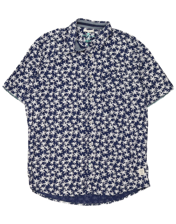 Tom Tailor Herren-Hemd, kurzärmelig, reguläre Passform, XL, marineblau, hawaiianisches Blumenmuster