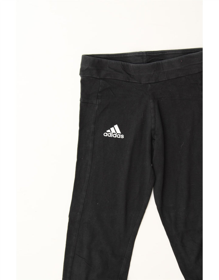 ADIDAS Girls Graphic Leggings 9-10 Years  Black Vintage Adidas and Second-Hand Adidas from Messina Hembry 