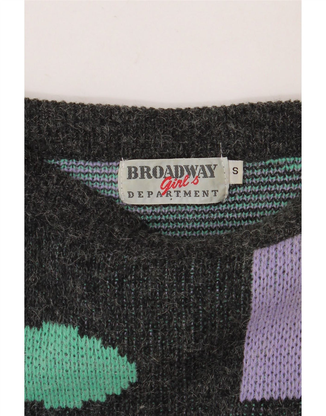 BROADWAY Damen-Pullover mit U-Boot-Ausschnitt, Gr. 10, klein, grau, geometrisch