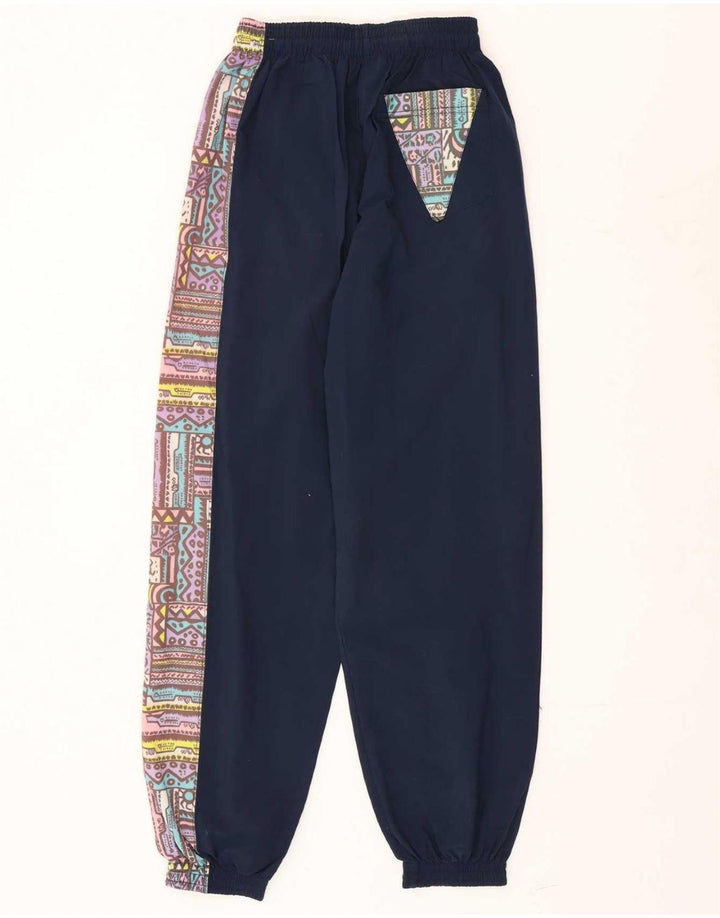 Vintage Damen-Trainingsanzug, UK 10, Größe S, marineblau, geometrisch, Polyamid