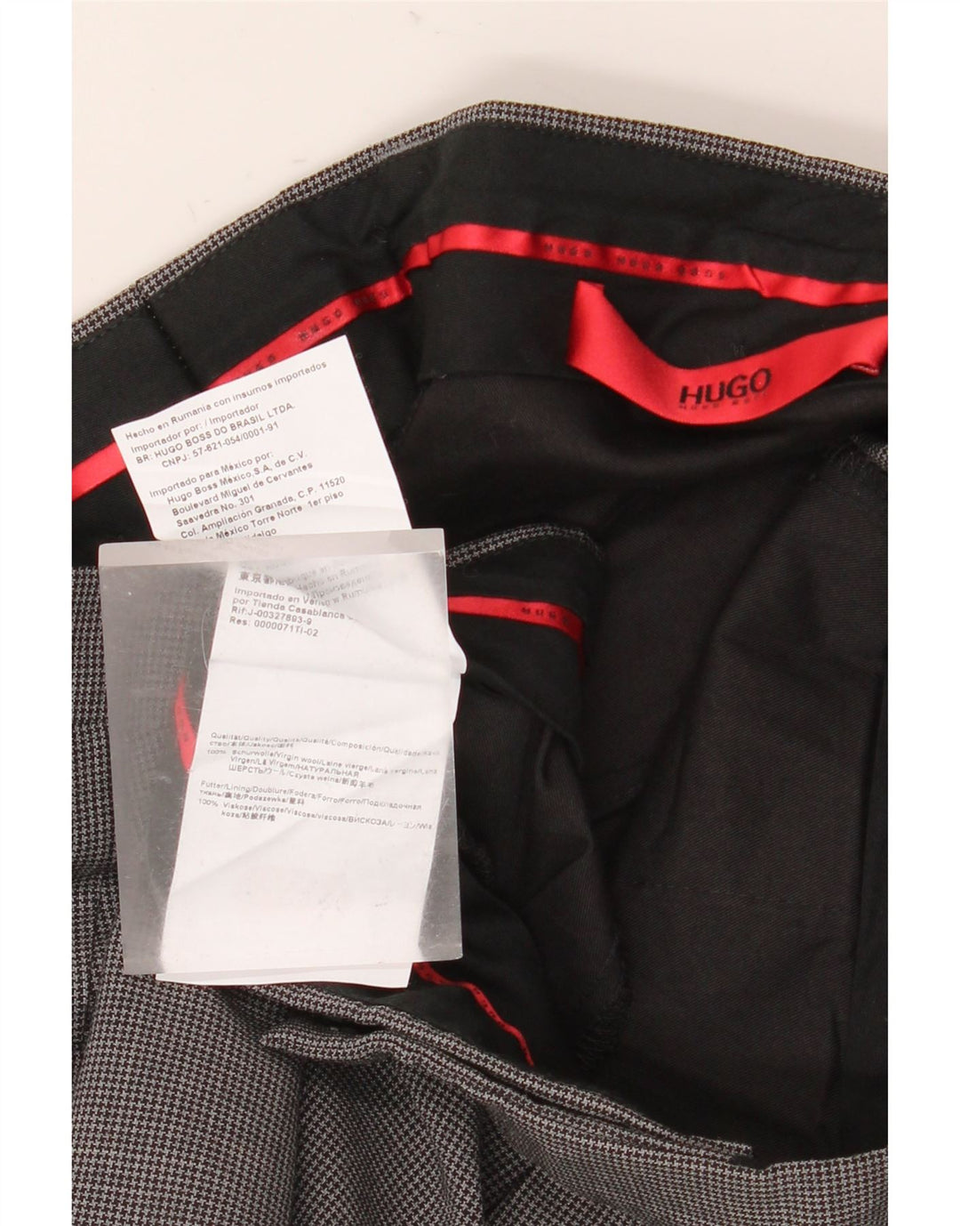 Hugo Boss Herren gerade Anzughose IT 50 Large W34 L31 Grauer Hahnentritt