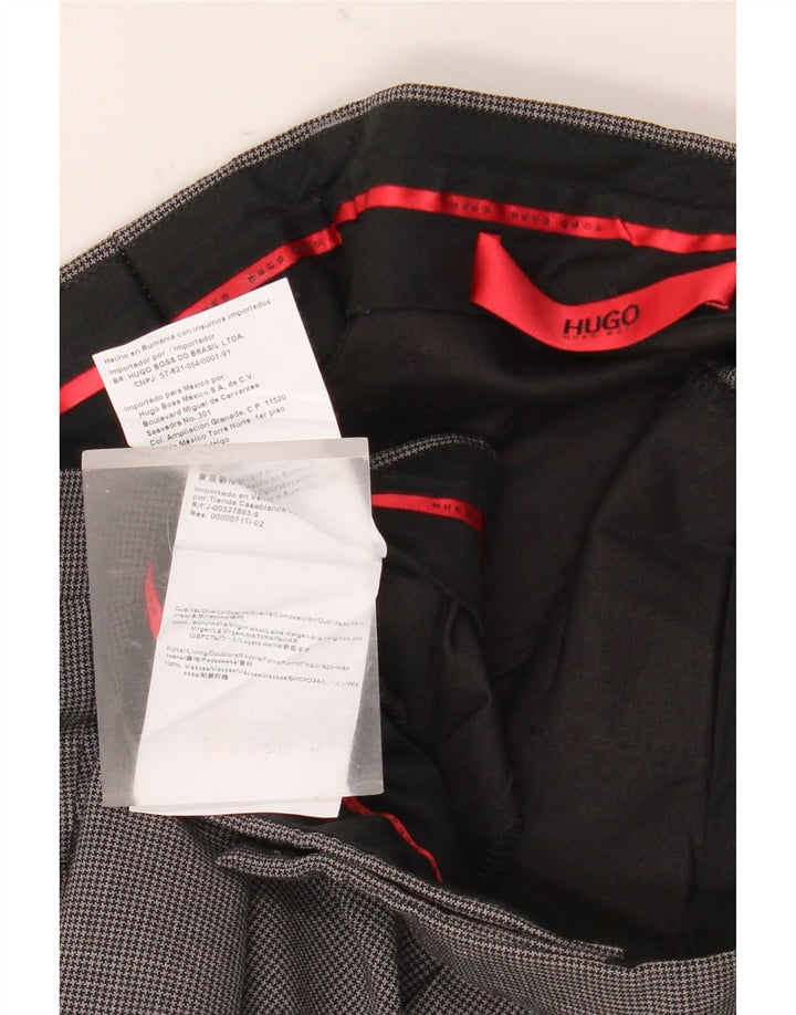 Hugo Boss Herren gerade Anzughose IT 50 Large W34 L31 Grauer Hahnentritt