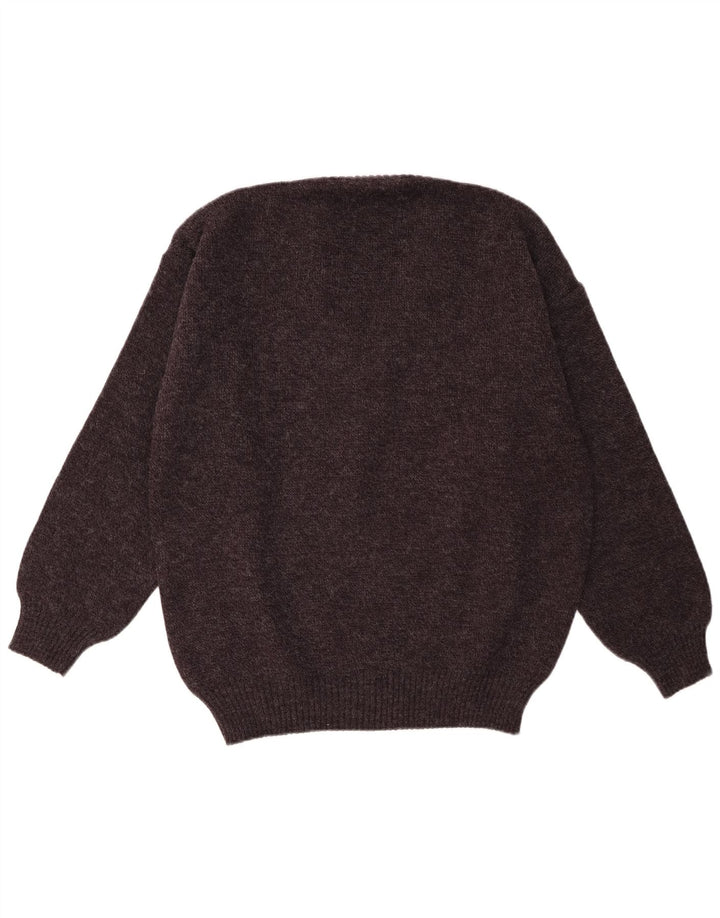 Vintage Herren V-Ausschnitt Pullover IT 52 Großes graues geometrisches Acryl