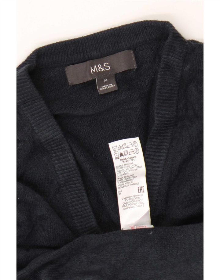 Marks & Spencer Herren-Pullover mit V-Ausschnitt, Mittelblau, Acryl