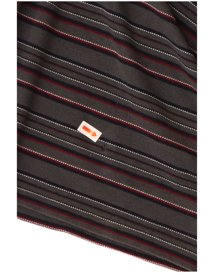 FRED PERRY Herren-Langarm-Poloshirt aus mittelgrau gestreifter Baumwolle