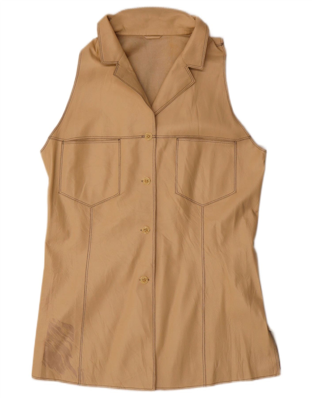 Vintage Damen Lederweste IT 44 Mittelbeiges Leder