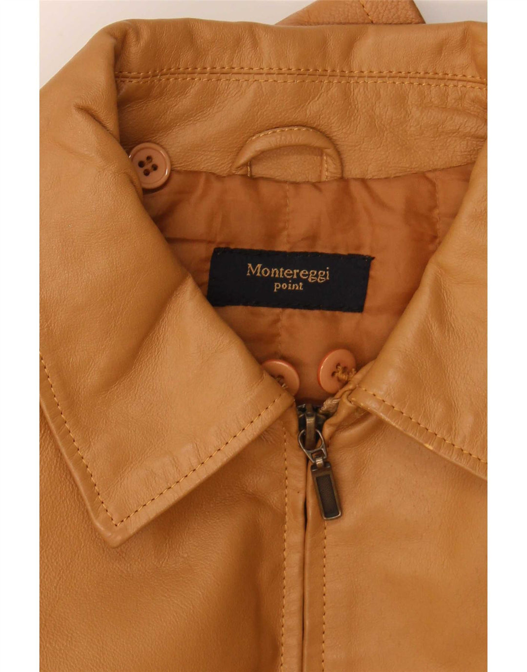 Montereggi Damen Lederjacke UK 14 Large Beige Leder