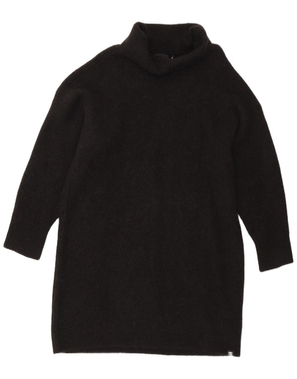 Superdry Damen Rollkragenpulloverkleid mit langen Ärmeln, UK 16, Größe L, Schwarz