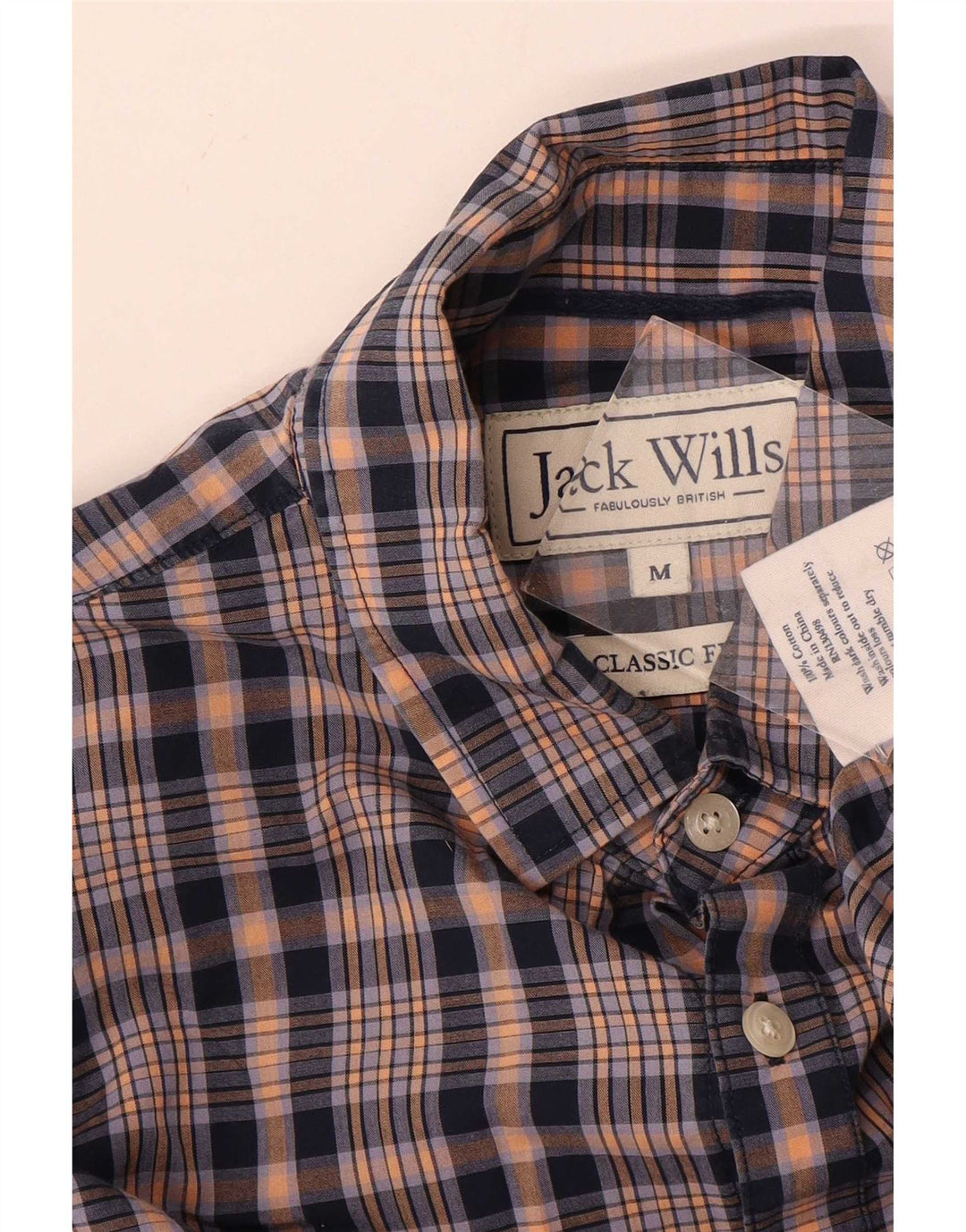 Jack Wills Herren-Hemd mit klassischer Passform, mittelblau karierte Baumwolle