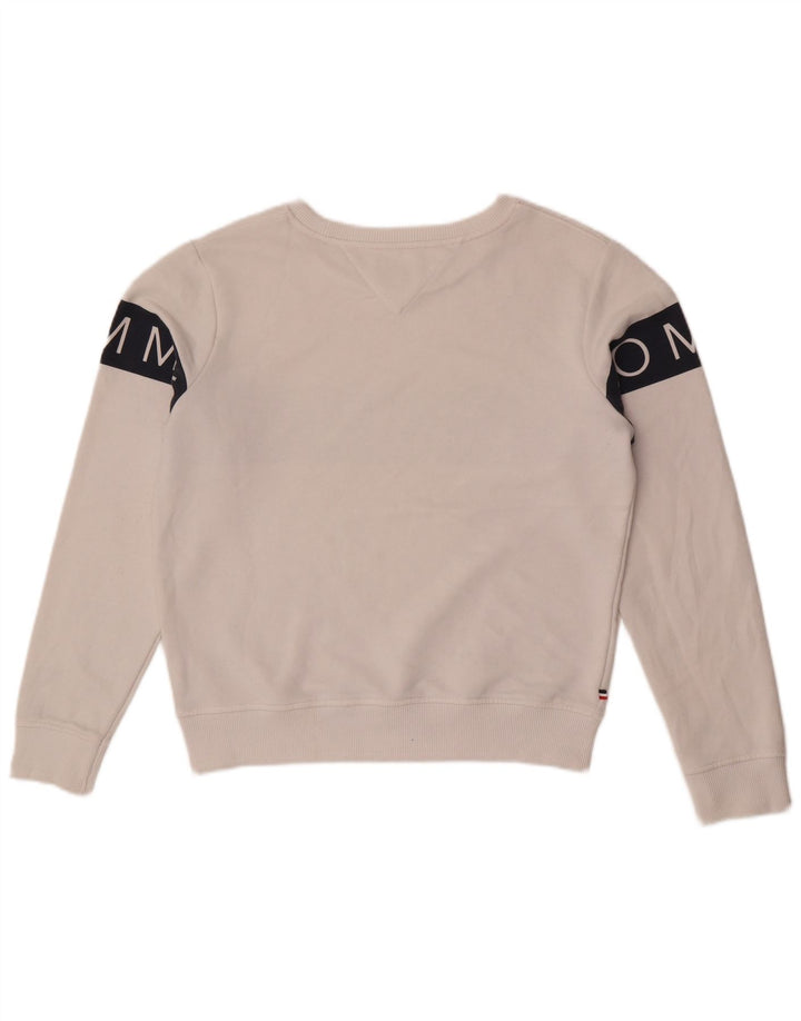 Tommy Hilfiger Damen-Sweatshirt-Pullover UK 14 Mittelweiß Farbblock