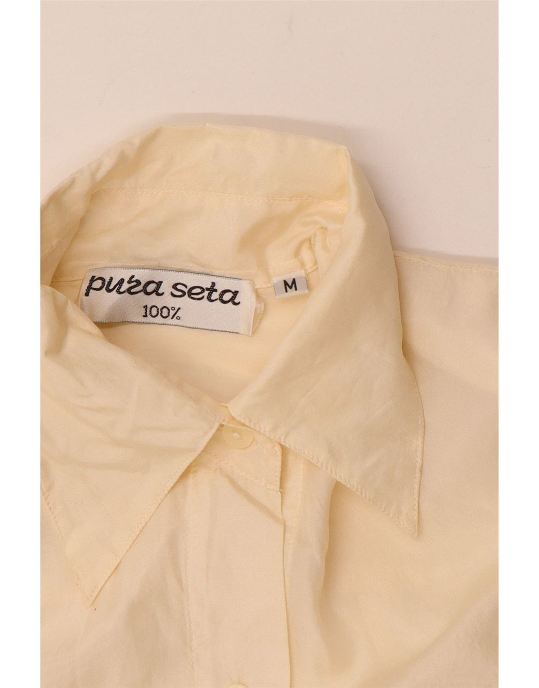 Vintage Damen Hemdbluse UK 12 Mittelbeige Seide