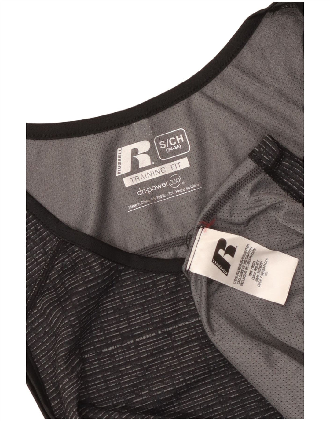 Russell Athletic Herren-Trägershirt, UK 34/36, kleines grau geflecktes Polyester